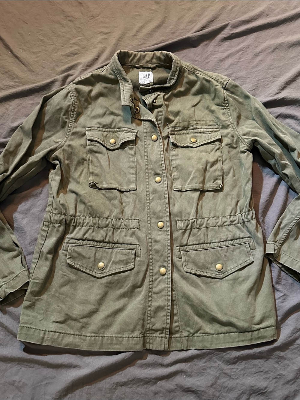 GAP Women's Olive Green Utility Jacket with Front Pockets